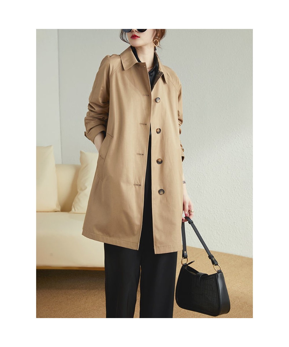 2023 New Spring Autumn Mid-length Women's Trench British Style All-match Coat Single-breasted Loose Jackets Khaki Coat Women ...