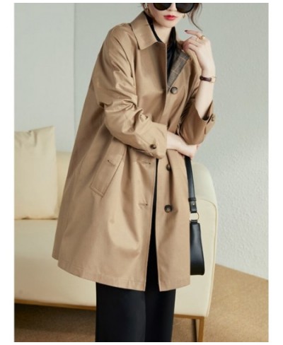 2023 New Spring Autumn Mid-length Women's Trench British Style All-match Coat Single-breasted Loose Jackets Khaki Coat Women ...