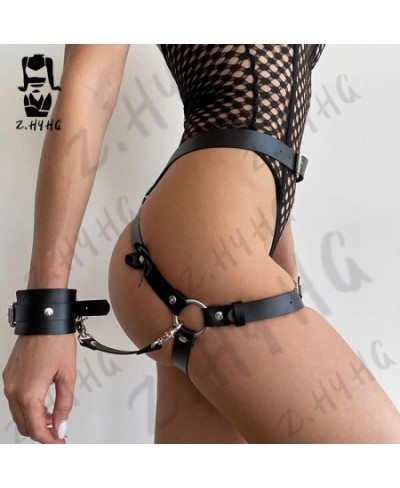 Sexy Harness Bondage Women Body Chain With Bow Tie And Handcuffs Fetish Lingerie Exotic Thigh Buttocks Belt Suspender Strap $...