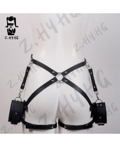 Sexy Harness Bondage Women Body Chain With Bow Tie And Handcuffs Fetish Lingerie Exotic Thigh Buttocks Belt Suspender Strap $...