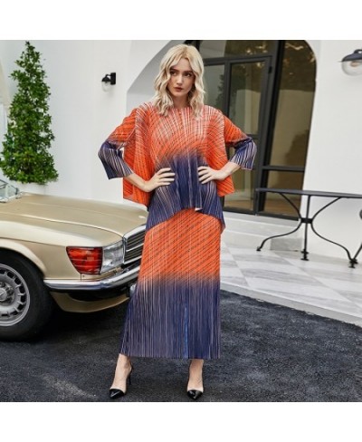 Pleated 2023 Autumn Winter Rainbow Loose Women Sleeveless Two Piece Dress Sets High Fashion Indie Clothes $109.09 - Dresses