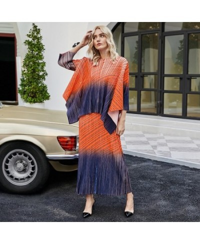 Pleated 2023 Autumn Winter Rainbow Loose Women Sleeveless Two Piece Dress Sets High Fashion Indie Clothes $109.09 - Dresses