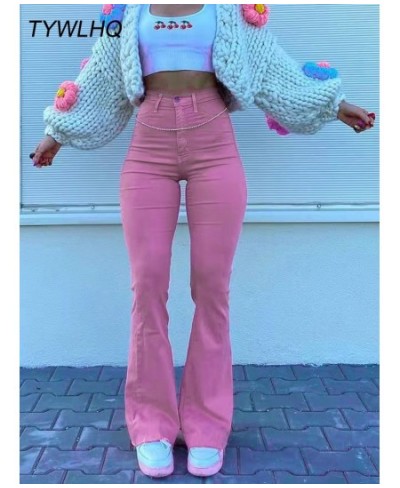 Streetwear Y2k Flared Jeans Women High Waist 90S Fashion Pink Stretch Baggy Mom Jeans Wide Leg Pants Elegant Denim Trousers $...