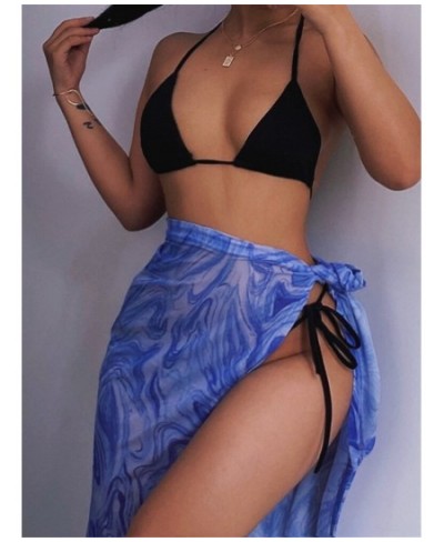 Summer Mesh Aesthetic Tie-Dye Print Women Skirt High Waist Lace Up Unique Style Side Slit Midnight Beach Hot Warp Skirts Fema...