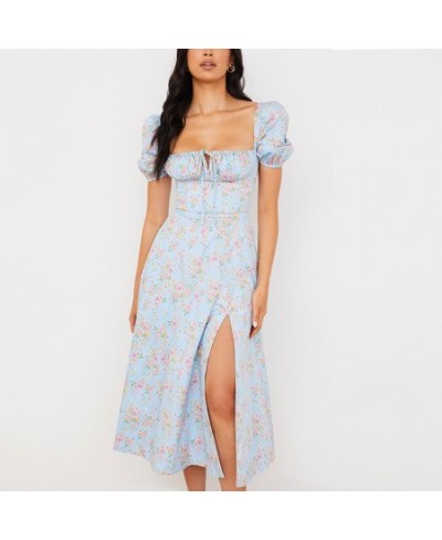 Off Shoulder Sexy Dresses Summer Romantic Floral Dress Women Chest Ruched Lace Up Resort Style Beach Long Dress 2023 New $46....