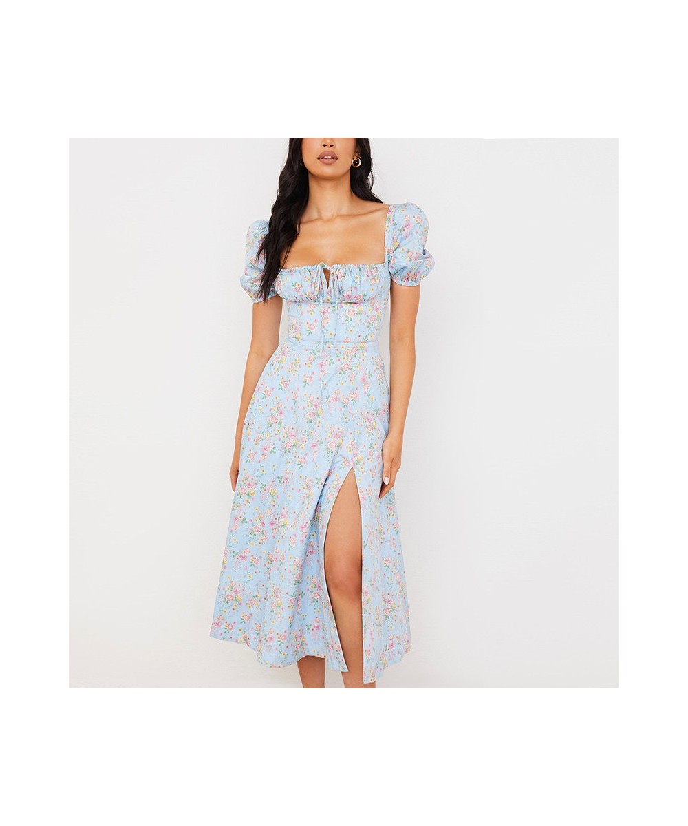 Off Shoulder Sexy Dresses Summer Romantic Floral Dress Women Chest Ruched Lace Up Resort Style Beach Long Dress 2023 New $46....