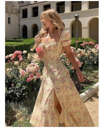 Off Shoulder Sexy Dresses Summer Romantic Floral Dress Women Chest Ruched Lace Up Resort Style Beach Long Dress 2023 New $46....