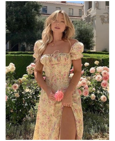 Off Shoulder Sexy Dresses Summer Romantic Floral Dress Women Chest Ruched Lace Up Resort Style Beach Long Dress 2023 New $46....