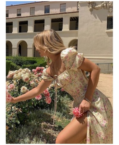 Off Shoulder Sexy Dresses Summer Romantic Floral Dress Women Chest Ruched Lace Up Resort Style Beach Long Dress 2023 New $46....