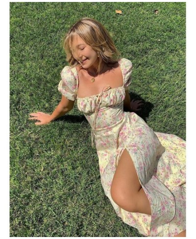 Off Shoulder Sexy Dresses Summer Romantic Floral Dress Women Chest Ruched Lace Up Resort Style Beach Long Dress 2023 New $46....