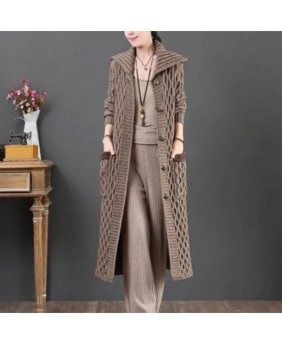 2023 Autumn and Winter Solid Color Thick Thick Knit Sweater Jacket Female Literary Temperament Single-breasted Cardigan K258 ...