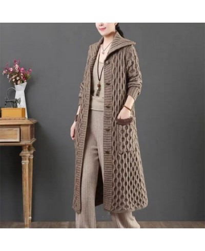 2023 Autumn and Winter Solid Color Thick Thick Knit Sweater Jacket Female Literary Temperament Single-breasted Cardigan K258 ...