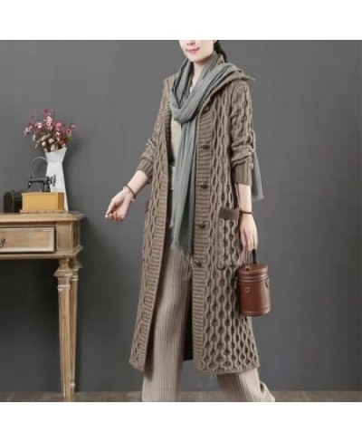 2023 Autumn and Winter Solid Color Thick Thick Knit Sweater Jacket Female Literary Temperament Single-breasted Cardigan K258 ...