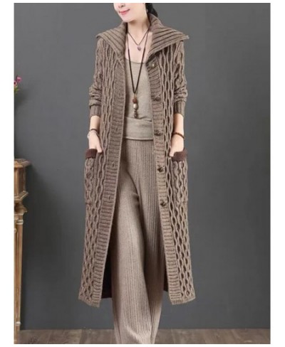 2023 Autumn and Winter Solid Color Thick Thick Knit Sweater Jacket Female Literary Temperament Single-breasted Cardigan K258 ...