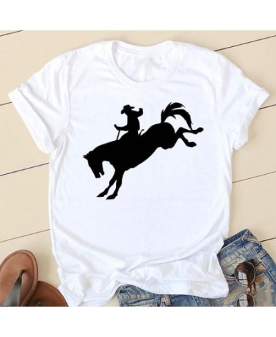 Ladies Fashion Watercolor Horse 90s Trend Casual Women Clothing Summer Short Sleeve Graphic Tee T-shirts Female Tshirt Clothe...