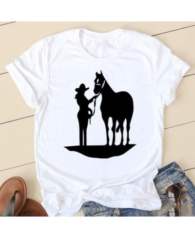 Ladies Fashion Watercolor Horse 90s Trend Casual Women Clothing Summer Short Sleeve Graphic Tee T-shirts Female Tshirt Clothe...