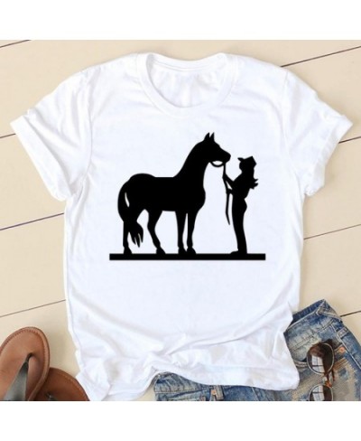 Ladies Fashion Watercolor Horse 90s Trend Casual Women Clothing Summer Short Sleeve Graphic Tee T-shirts Female Tshirt Clothe...