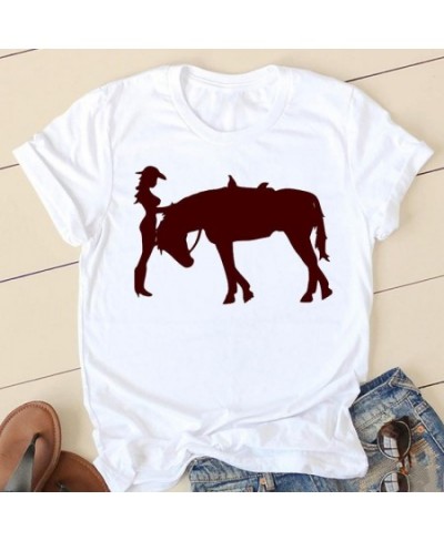 Ladies Fashion Watercolor Horse 90s Trend Casual Women Clothing Summer Short Sleeve Graphic Tee T-shirts Female Tshirt Clothe...