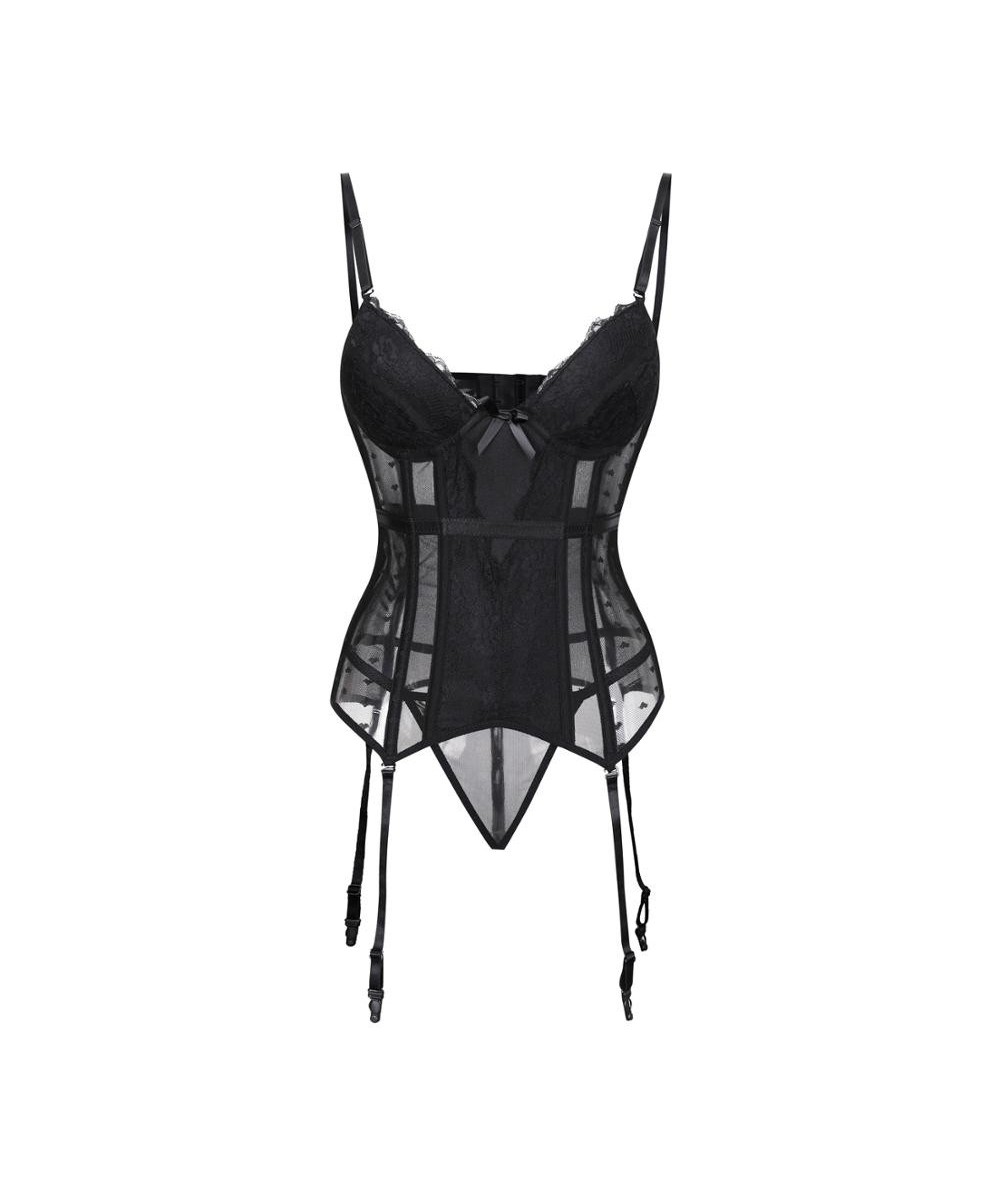 Removable Straps Lingerie Women's Amour Accent Lightly Padded Underwired Basque Corset Bustier With Suspenders 8157 $32.05 - ...