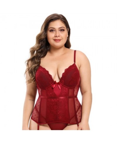 Removable Straps Lingerie Women's Amour Accent Lightly Padded Underwired Basque Corset Bustier With Suspenders 8157 $32.05 - ...