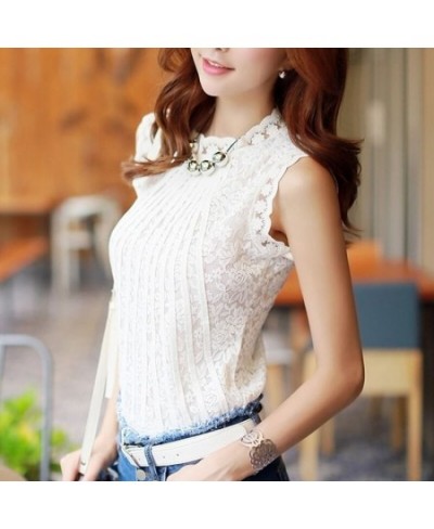 Women Sleeveless O-Neck Lace Blouses Shirts Lady New Casual Spring Summer Style Lace Blusas Tops S-4XL $26.96 - Tops & Tees