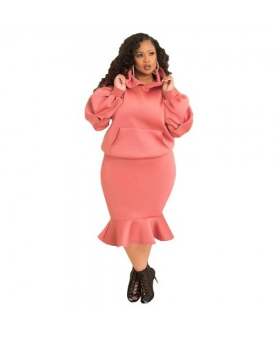 Plus Size Casual Solid Two Pieces Set Dress Autumn Loose Long Sleeve Hoodied Mermaid Skirt Women Suit Fashion Streetwear $57....