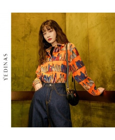 Vintage Blouse Women Loose Print Shirt Womens Corduroy Korean Style Shirts Female Chic Tops Ladies Long Sleeve Blusas $35.41 ...