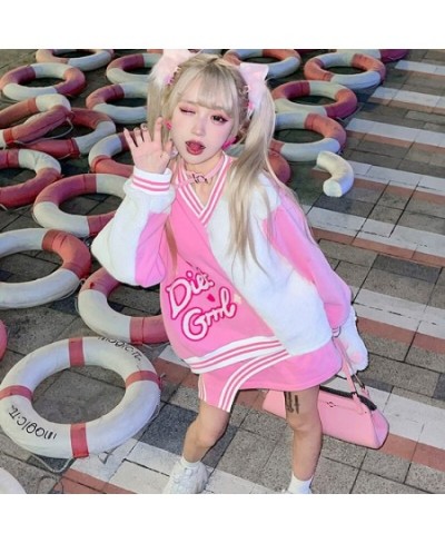 Spring Autumn Streetwear Two Pieces Set Women Lolita Style Sweatshirt Mini Skirts Girls Harajuku Y2k Sweet Pink Suit Outfits ...