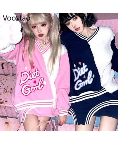 Spring Autumn Streetwear Two Pieces Set Women Lolita Style Sweatshirt Mini Skirts Girls Harajuku Y2k Sweet Pink Suit Outfits ...