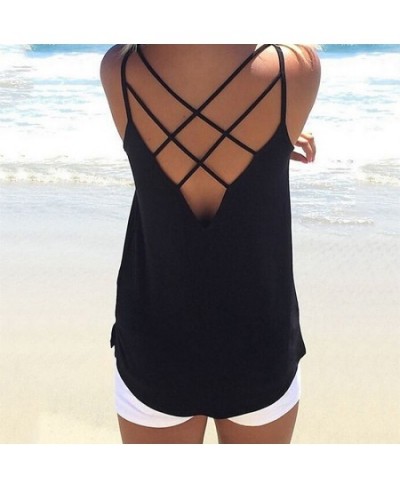 Women's Camisole Solid Colors Sleeveless Spaghetti Strap Solid Hollow Out Open Back Cool Loose Top Sexy Vest $20.65 - Underwear