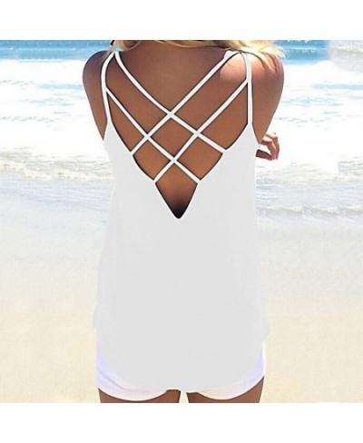 Women's Camisole Solid Colors Sleeveless Spaghetti Strap Solid Hollow Out Open Back Cool Loose Top Sexy Vest $20.65 - Underwear