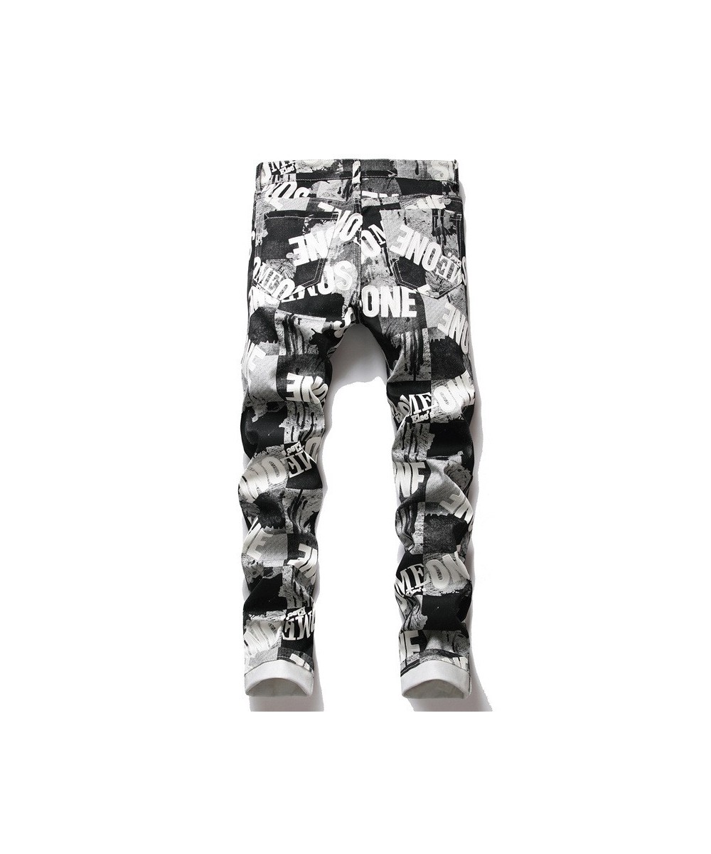 2023 Autumn Spring Men's Skateboard Streetwear HIP HOP Punk Stretch Print Bike Jeans Trendy Straight Denim Trouers $56.57 - B...