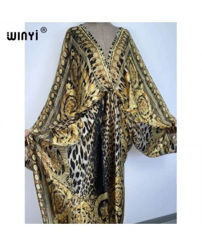 Sexy beach kaftan caftan feel silk rayon fashion print 2023 Maxi women's robes long sukienka V-neck Bohemian dress $52.73 - D...