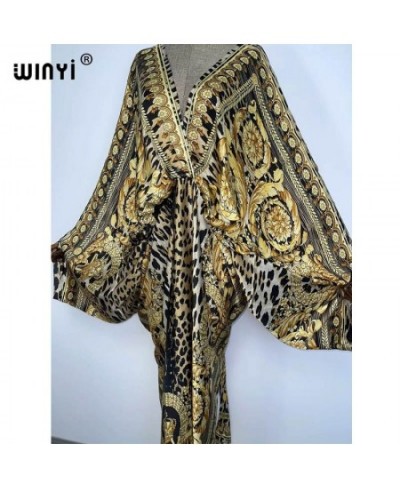 Sexy beach kaftan caftan feel silk rayon fashion print 2023 Maxi women's robes long sukienka V-neck Bohemian dress $52.73 - D...