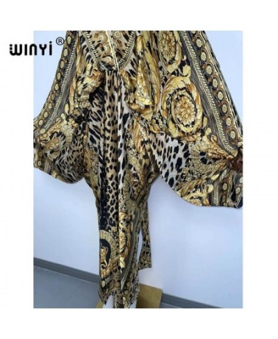 Sexy beach kaftan caftan feel silk rayon fashion print 2023 Maxi women's robes long sukienka V-neck Bohemian dress $52.73 - D...