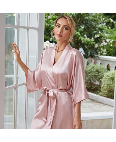 Female Nighty&robe Set Sexy Lace Kimono Bathrobe Gown Suit Summer Women Sleepwear Nightdress Satin Lounge Wear Outfits $40.44...