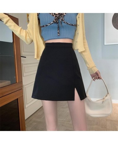 Skirts Women Solid Side-slit High Waist Design Simple Ulzzang Ladies Daily Elegant All-match A-line Summer Casual Trendy Ins ...