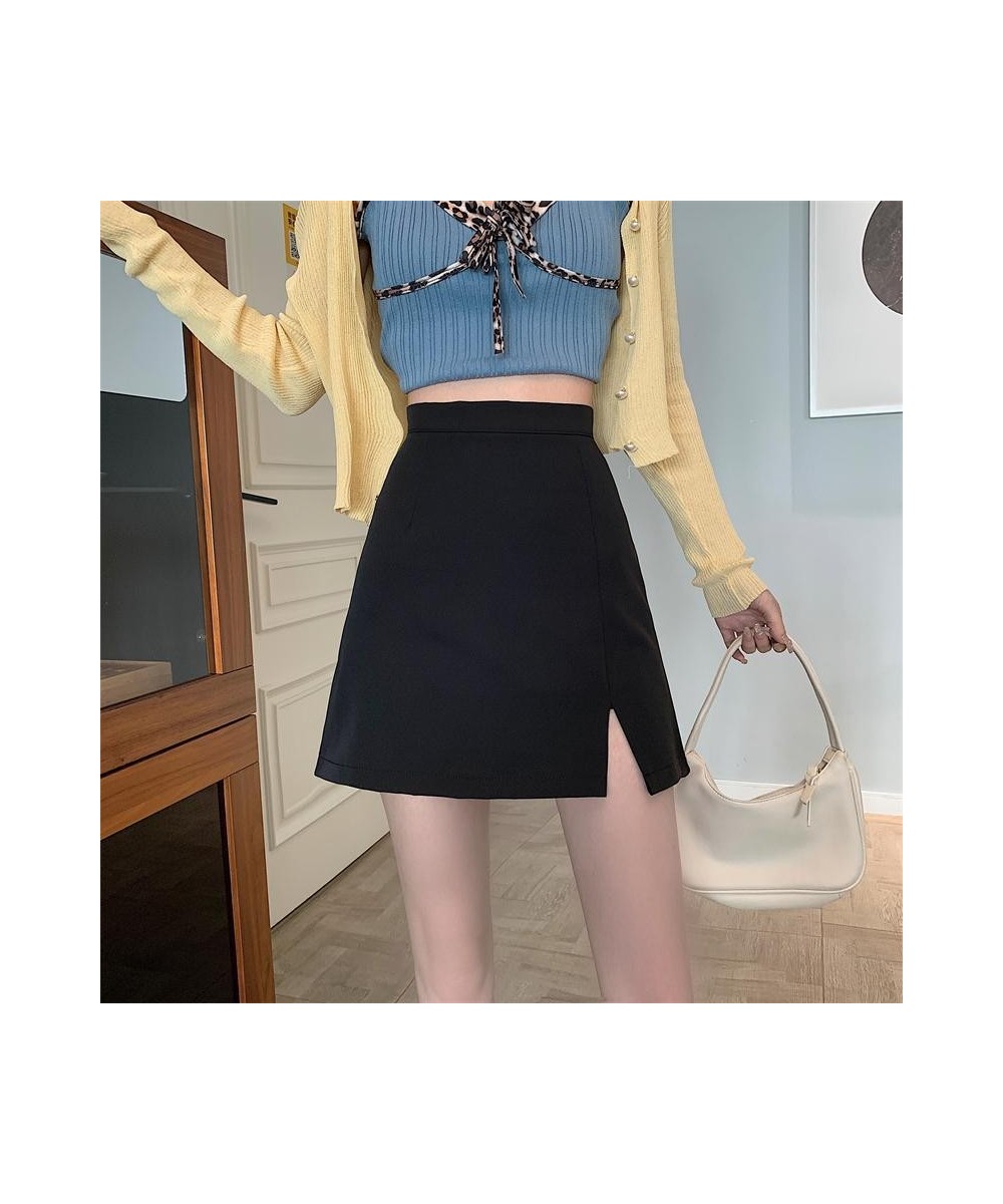 Skirts Women Solid Side-slit High Waist Design Simple Ulzzang Ladies Daily Elegant All-match A-line Summer Casual Trendy Ins ...