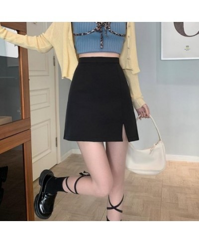 Skirts Women Solid Side-slit High Waist Design Simple Ulzzang Ladies Daily Elegant All-match A-line Summer Casual Trendy Ins ...