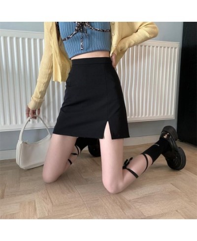 Skirts Women Solid Side-slit High Waist Design Simple Ulzzang Ladies Daily Elegant All-match A-line Summer Casual Trendy Ins ...