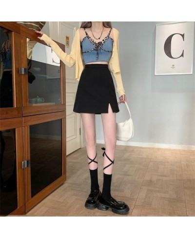 Skirts Women Solid Side-slit High Waist Design Simple Ulzzang Ladies Daily Elegant All-match A-line Summer Casual Trendy Ins ...