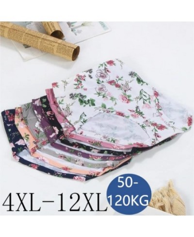 4XL-12XL Sexy Women's Mid Waist Panties High Elasticity Underwear Breathable Large Size Floral Briefs Lingerie Female $14.13 ...