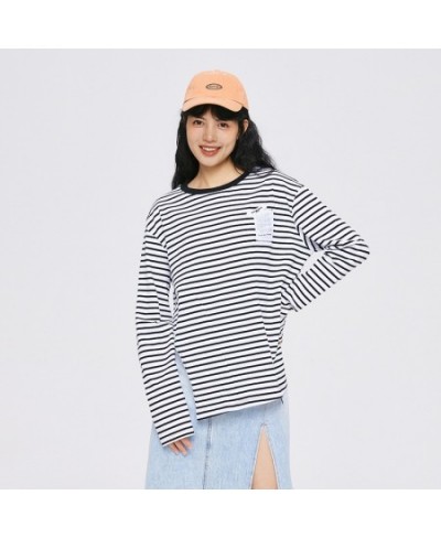 Long Sleeve T-Shirt Women Cotton Round Neck Loose Personality 2022 Autumn New Design Asymmetric Pullover T Shirt $33.19 - Top...