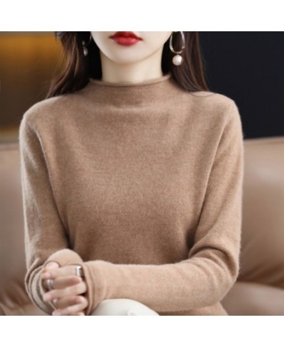 Half High Collar Cashmere Sweater Women's New Fall And Winter Pullover Wool Women's High-Quality Sweater Knitting Warm Jumper...