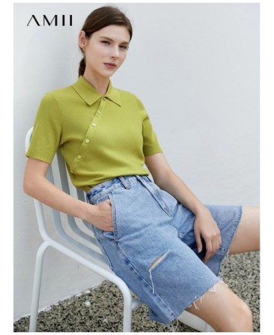 Minimalist Summer Tshirts for Women Fashion Slim Knit T Shirt Antibiosis Short Sleeve Elegant Tops Female Clothing 12240283 $...