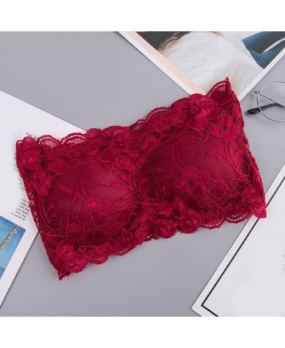 New Sexy Women's Lace Floral Bralet Bra Bustier Back Closure Bandeau Crop Top Padded Bra Bralette Strapless Tube Top Lingerie...