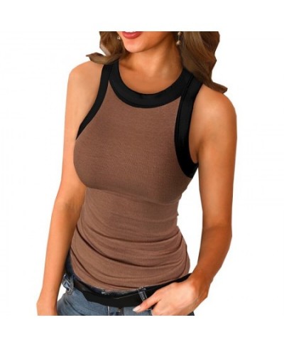 Women Vest T-Shirts Summe Sexy Club Sleeveless O-Neck Tees Solid Color Femme Tees Shirts Skinny Pullovers Stretwear Tops Fema...