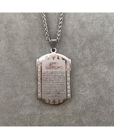 Allah Quran Square Pendant Necklace for Men Women Stainless Steel Muslim Necklace Amulet Jewelry $13.53 - Muslim Fashion Clot...