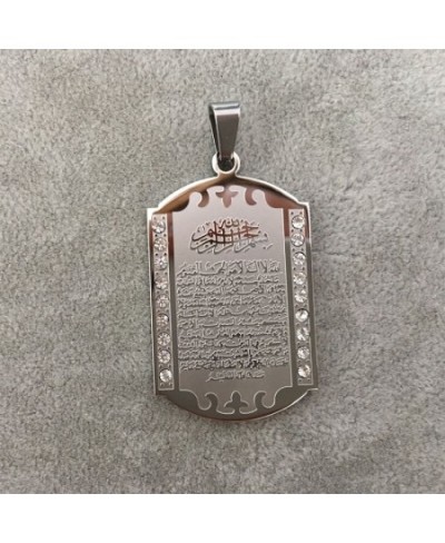 Allah Quran Square Pendant Necklace for Men Women Stainless Steel Muslim Necklace Amulet Jewelry $13.53 - Muslim Fashion Clot...