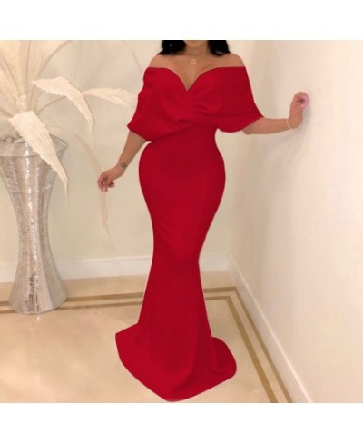 Sexy Off Shoulder Party Bodycon Mermaid Long Evening Dresses Women Blue Backless High Waist African Fashion Party Dress 2023 ...